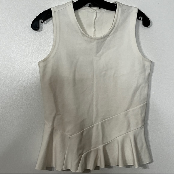 J. Crew Cream Structured Flutter Hem Peplum Top - Picture 1 of 5